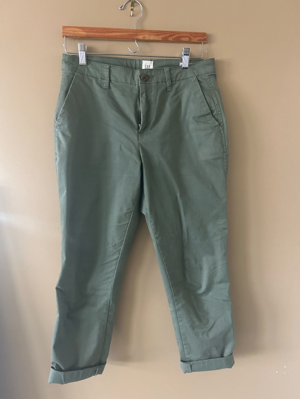 GAP Green Relaxed Girlfriend Cuffed Twill Pants Chinos - Size 4